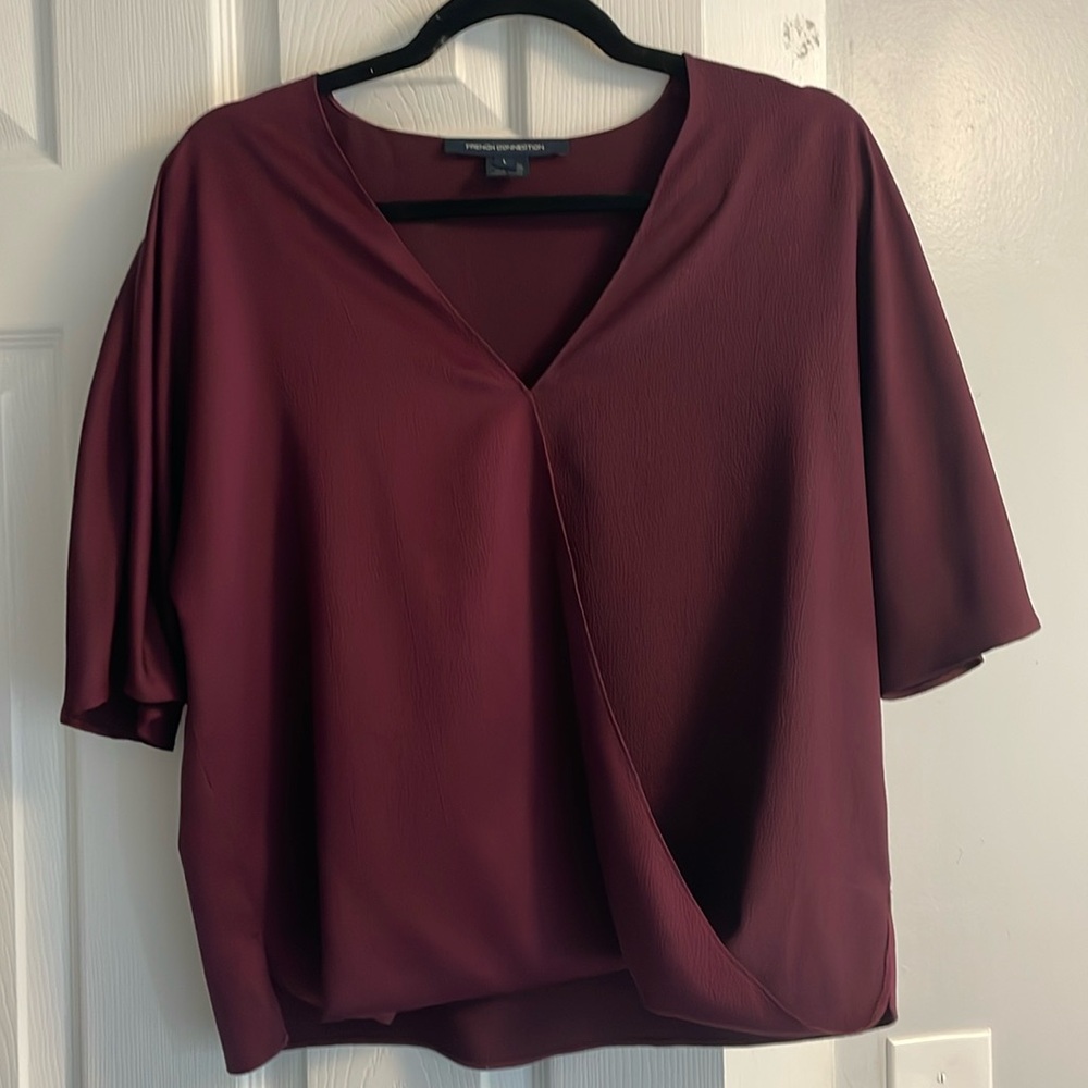French Connection Purple Boxy Blouse Relaxed Fit